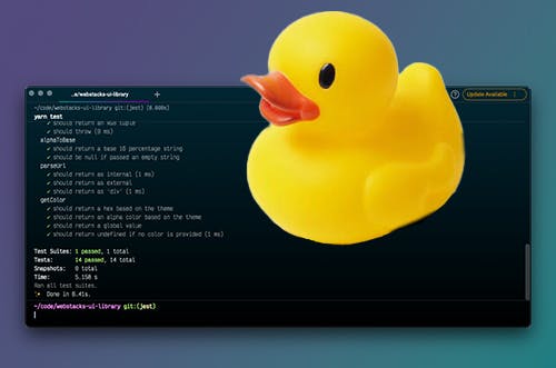 A rubber ducky over passing unit tests