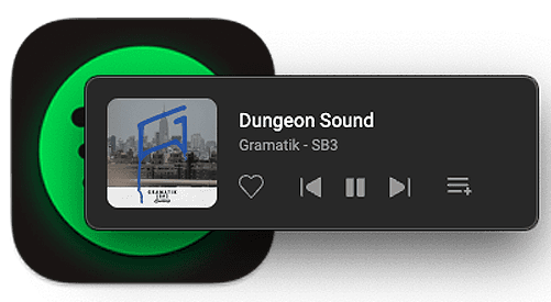 The spotify logo and a super cool looking widget on top of it